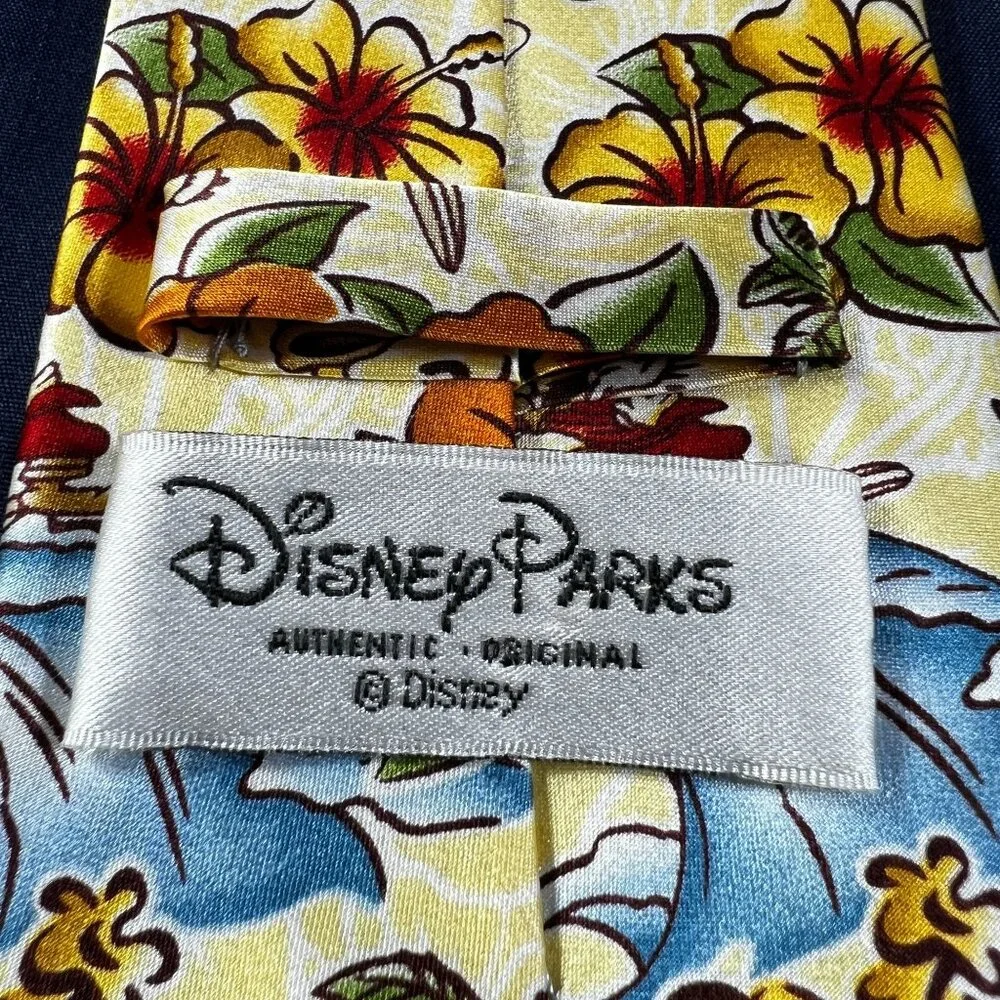 Disney Parks Hawaiian-Themed Mickey Mouse & Friends 100% Silk Tie - Picture 4 of 5
